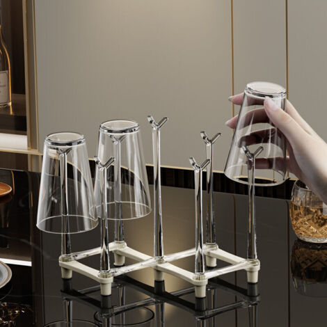 Égouttoir rétractable pour tasses et bouteilles – séchoir compact antidérapant en plastique résistant, idéal pour comptoir cuisine (1/3)