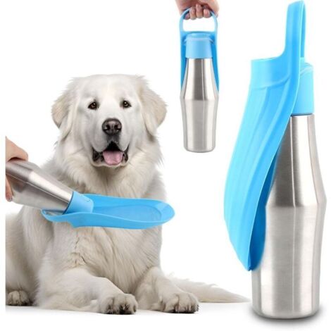 Gourde portable pour chien et chat Taozoey – 750 ml, antibactérienne, en plastique alimentaire, bleue – idéale pour les sorties en extérieur (1/4)