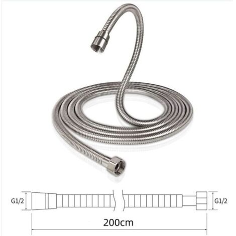 Tuyau de douche flexible 2 m en acier inoxydable – anti-torsion et anti-pliure, raccord G1/2 (1/3)