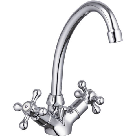 Robinet mitigeur pour lavabo haut ANIA – Modèle EUROSANIT, finition chromée, installation murale, débit contrôlé (1/4)