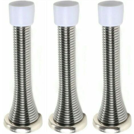 Butée de porte murale chromée à ressort – Fixation discrète pour plinthe, finition brillante, lot de 2 pièces (1/4)