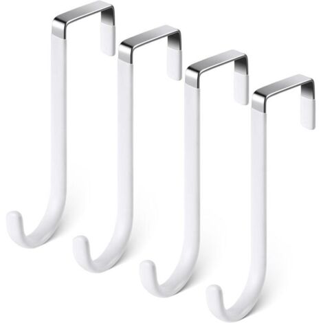 Crochet de porte en acier inoxydable noir – Lot de 4 patères murales multifonctionnelles pour porte, tiroir, salle de bain et cuisine (1/4)