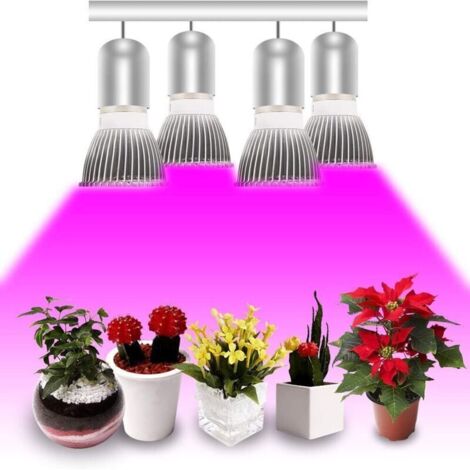 Lampe de culture LED pour intérieur – 4 unités, 28 LED, culot E27, idéale pour plantes en pot et hydroponie (1/3)