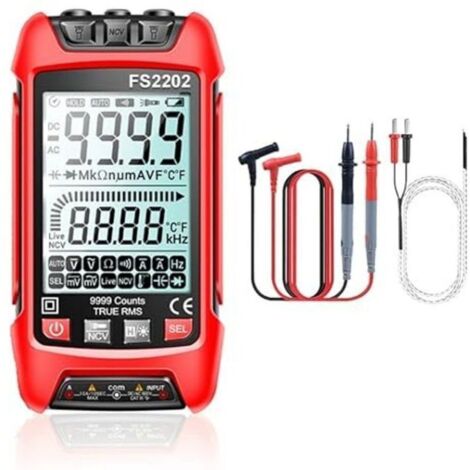 Multimètre numérique TRMS 9999 points, plage automatique AC/DC, mesure précise tension, courant et résistance (1/4)