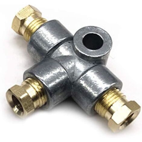Tuyau de frein en T à 3 voies en cuivre, raccords mâles M10, pièce de rechange universelle pour système hydraulique automobile (1/3)