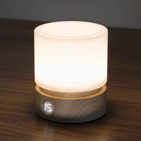 Veilleuse LED rechargeable avec minuterie – Design bois naturel, intensité réglable, idéale pour chambre d’enfant ou de bébé (1/4)