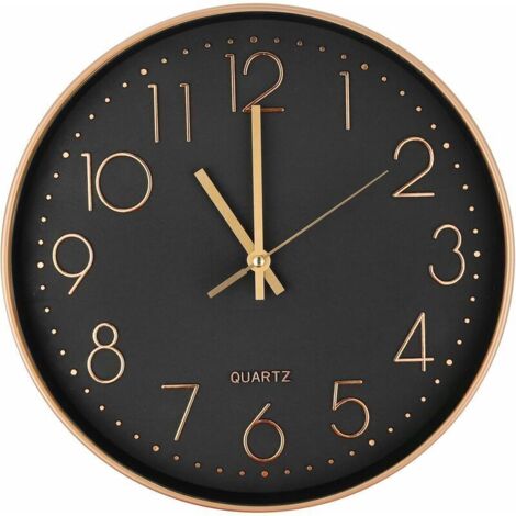 Horloge murale moderne silencieuse en quartz 25 cm – chiffres surdimensionnés, cadran rose doré, design épuré et discret (1/4)