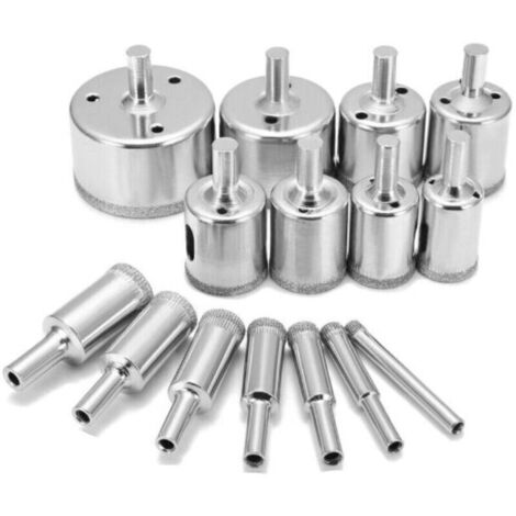Scie cloche diamantée professionnelle – 15 pièces (Ø14 à 60 mm) pour carrelage, verre, céramique, granit et porcelaine (1/4)