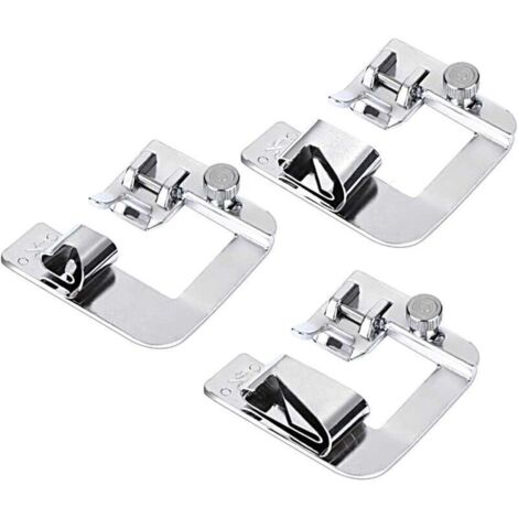 Pieds-de-biche pour ourlet de machine à coudre – Lot de 3 (1/2", 3/4", 1") – Acier inoxydable – Compatible Brother, Singer, Janome, Toyota (1/4)