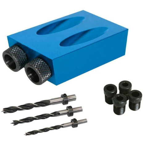 Localisateur de trous obliques 15° pour bois – Lot de 14 pièces en plastique bleu avec foret inclus, boîte de 290 g (1/3)