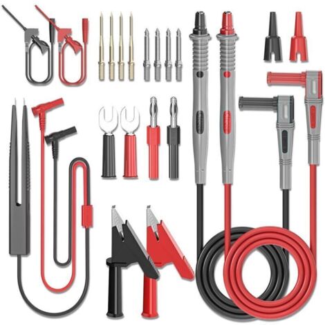 Kit de sondes multimètre 21 pièces – pinces crocodile, crochet SMD/IC et pointes précision, set complet pour électriciens (1/4)
