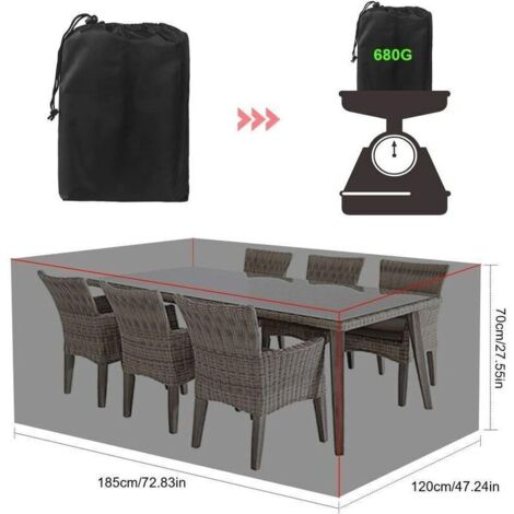 Housse de table de jardin rectangulaire imperméable en tissu Oxford 180 x 120 x 70 cm – protection étanche pour salon extérieur (1/3)