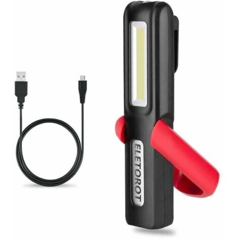 Lampe de travail LED rechargeable USB avec aimant intégré – Lampe d’inspection COB pour réparation auto, garage, camping et urgence (1/4)