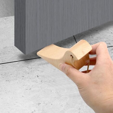 Butée de porte en bois de hêtre, forme oiseau – Lot de 2 cales avec lanière protectrice pour sols (1/3)