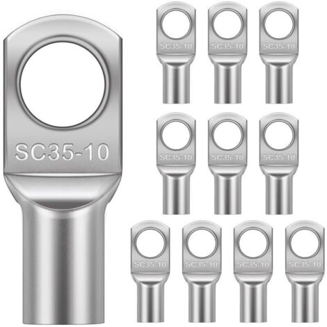 Cosses tubulaires électriques 35 mm² avec œillet en cuivre étamé, M8, lot de 10 pièces pour applications automobiles