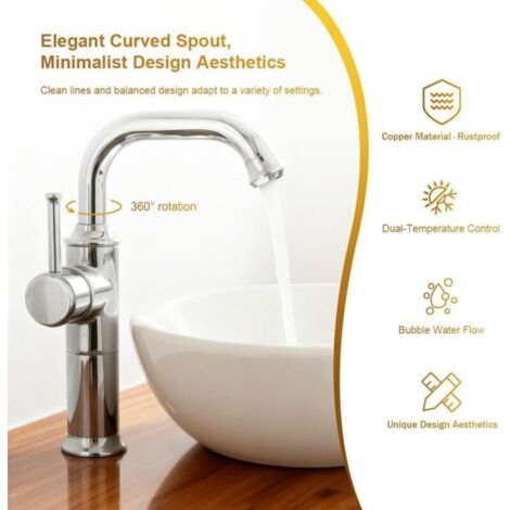 Robinet Chromé élégant Pour Lavabo De Salle De Bain - économie D'eau, Livré Avec Accessoires
