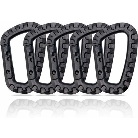 Mousquetons plastique en forme de D – Lot de 5 pièces résistants et légers pour usage général (1/4)