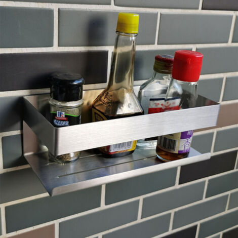 Etagère de douche sans perçage – Panier mural adhésif résistant pour salle de bain et cuisine, 30 x 20 cm, blanc (1/2)