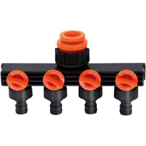 Robinet 4 voies pour jardin et cuisine – Raccord universel 1/2″, 3/4″, 1″ avec inverseur d’eau – Métal robuste, 1 pièce (1/4)