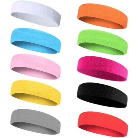 Bandes anti-transpiration pour le front – Lot de 10 bandes en coton élastique, 18 cm, idéales pour vélo, fitness et sport unisexe (1/4)