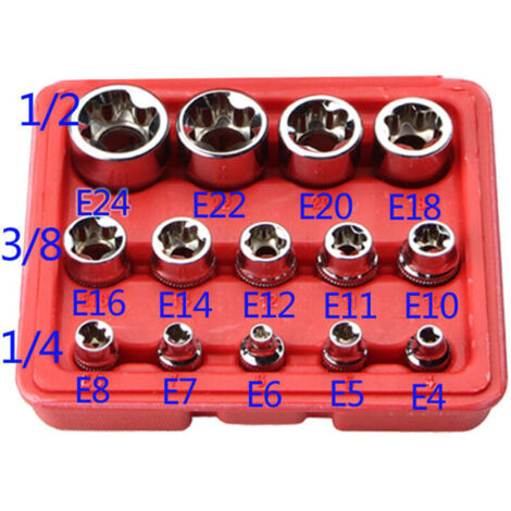 Lot de 14 douilles Torx externes (profil E) en acier trempé – Coffret ...