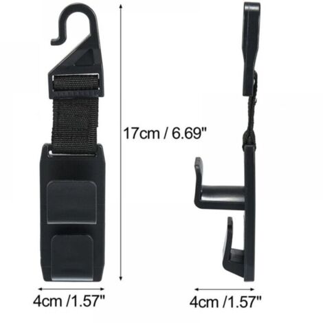 Crochets magiques pour appui-tête de voiture – Lot de 4, noir, fixation sans outil, compatible avec sacs et accessoires (1/3)