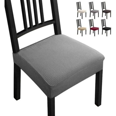 Housses de chaise universelles en spandex gris – Lot de 4, lavables et extensibles, idéales pour chaises de salle à manger (1/4)