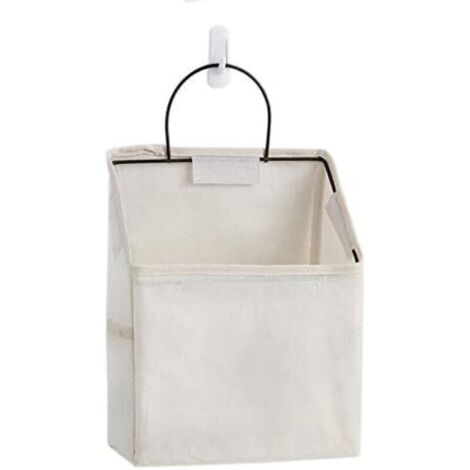 Sac de rangement mural étanche au-dessus de la porte – Lin et coton, blanc, 1 unité, idéal pour chambre & salle de bain (1/4)