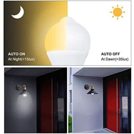 Ampoule LED E27 12 W avec détecteur PIR, 700 lm, 2700 K, lot de 2, pour escalier, couloir ou garage (1/3)