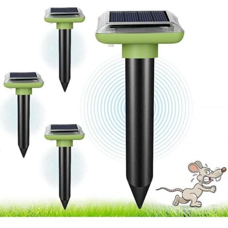 Répulsif Solaire Anti-Taupes et Serpents – 4 unités, ultrasons puissants pour taupes, campagnols, gophers et reptiles