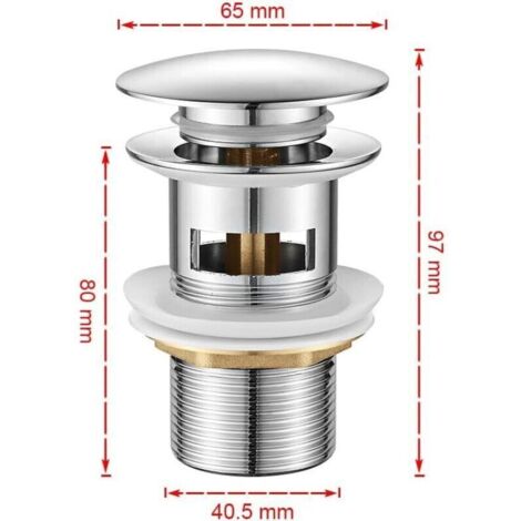 Bonbonne de lavabo à commande manuelle en chromé brillant – Finition argentée, compatible avec tous les éviers standards (1/3)