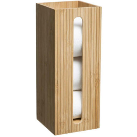 Porte-rouleau de papier toilette en bois naturel – Terre Inconnue, 36 cm, design rustique et éco-responsable (1/3)