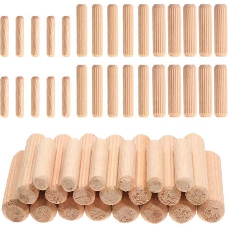 Chevilles en bois pour meuble – 650 pièces (6×30 / 8×40 / 10×40 mm), chevilles cannelées en hêtre, kit complet bricolage et assemblage (1/4)