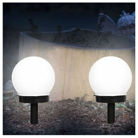 Lampes solaires d'extérieur au sol – Lot de 2 appliques étanches en verre et acier inoxydable pour jardin, allée ou patio (1/4)