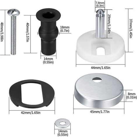 Abattant de WC universel – Lot de 6 couvercles avec charnières et fixations, pour siège de toilette standard, usage domestique (1/3)