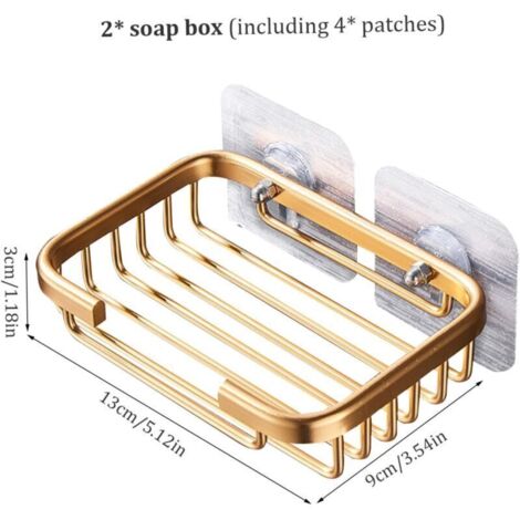 Porte-savon mural design en aluminium brossé – Lot de 2 pièces sans joint, égouttant et anti-stagnation d’eau (1/3)