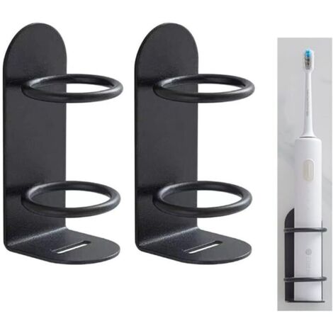 Porte-brosse à dents mural électrique 2 pièces – sans perçage, écologique et puissant – couleur noir (1/3)