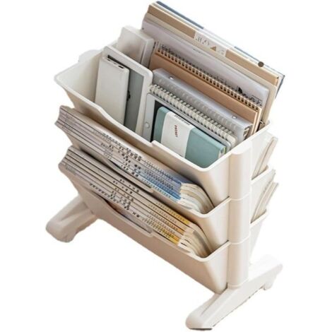 Étagère mobile 3 niveaux en bois MDF blanc – rangement moderne pour livres, CD et magazines, idéale salon/chambre/bureau (1/4)