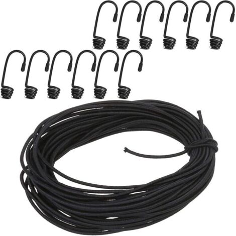 Corde élastique en caoutchouc 4 mm × 20 m avec 12 crochets – Idéale pour camping, bâche de remorque et fixation de chargement (1/4)