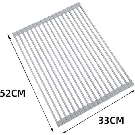 Égouttoir à vaisselle en acier inoxydable pliable – Grand modèle gris, idéal pour évier et multiples tâches culinaires (1/3)