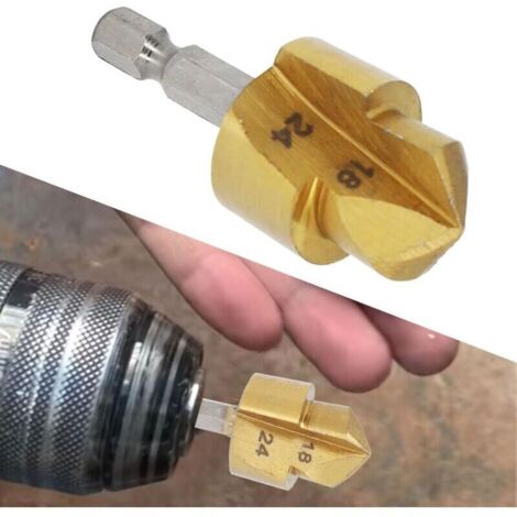 Foret à fraiser hexagonal 1/4″ – Fraise à chanfreiner 90° en acier HSS, diamètre 18–24 mm pour ouverture de trous (1/3)