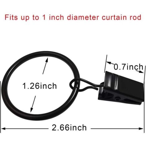 Anneaux de rideau avec pinces intégrées – Lot de 40 pièces, diamètre intérieur 3,2 cm, compatibles tringles jusqu’à 2,5 cm (1/3)