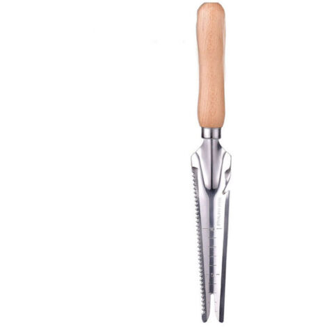 Outil de désherbage manuel en acier inoxydable avec poignée en bois naturel – idéal pour arracher les mauvaises herbes, planter & creuser (1/3)