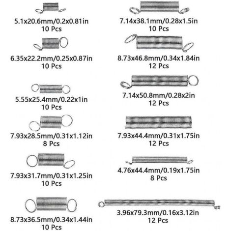 Ressorts de compression et d’extension en acier – Kit de 200 pièces, assortiment complet pour réparation et bricolage (1/3)