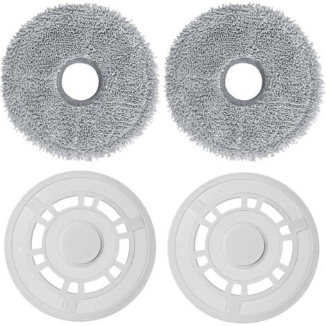 Serpillères de rechange avec support pour robot balai Xiaomi X20+ et Dreame L10S Pro Gen 2 / L10 Ultra – Microfibre blanche, lot de 4 (1/4)