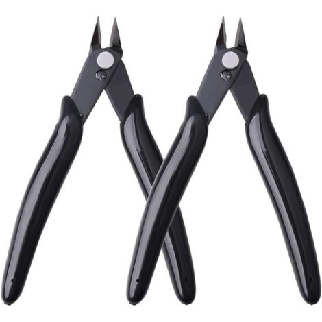 Pince coupante diagonale de précision – Lot de 2, lame en acier trempé, poignées ergonomiques noires, idéale pour électronique et bijouterie (1/4)