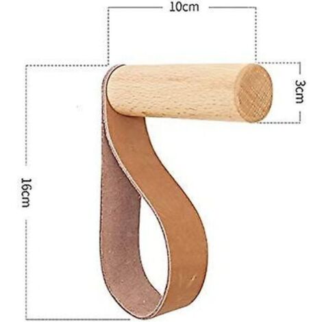 Crochets muraux en cuir et bois – Lot de 3 porte-manteaux scandinaves pour sacs, serviettes et manteaux (1/3)