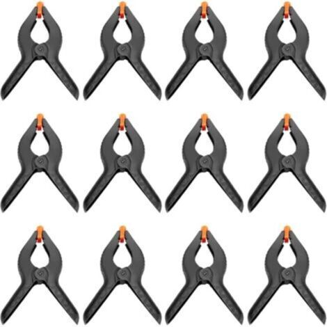 Pinces à ressort de 15 cm – Lot de 12 pinces robustes en nylon avec revêtement souple et poignées antidérapantes pour bricolage, photo et menuiserie (1/4)