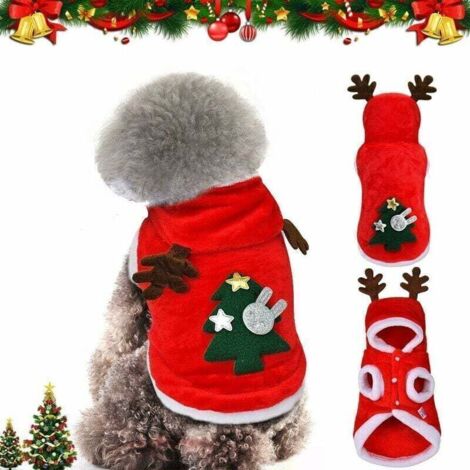 Manteau d'hiver pour chien – Capuche douillette, taille XS, idéal pour petits chiens – Costume de Noël festif et chaud (1/4)