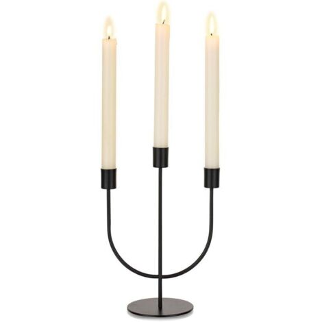 Bougeoir candélabre 3 bras en métal doré pour centre de table – Lot de 2, design moderne élégant idéal mariage ou Noël (1/4)